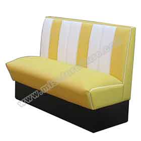 59 inch width yellow vinyl american style diner booth sofas furnture, midcentury american diner booth seating sofas for fast food room