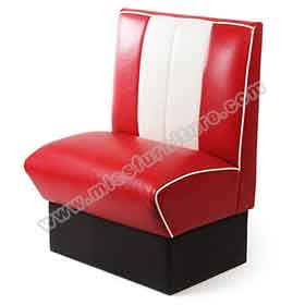 american 1950s retro diner booths R-8521-Red and white single seater american style retro diner booth seating, 24in length red colour retro american booth seating furniture