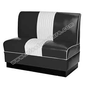 american 1950s retro diner booths R-8527-Black colour thick sponge seater 1960s retro american booth sofas, black and white 1960's american retro booth seating sofas for sale