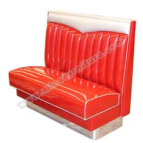 american 1950s retro diner booths R-8528-Red and white wave top 1960's retro diner booth seating, red wave top with stainless steel footer retro 1960s booth sofas seating