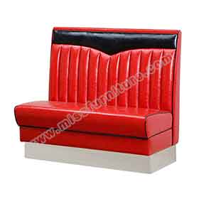 american 1950s retro diner booths R-8530-Gloss red leather wave top 1960s american café booth couches, with steel footer fast food room american style 1960s booth couches