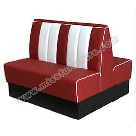 american 1950s retro diner booths R-8533-Midcentury american style rubby doubleside retro fast food booth couches, wood frame rubby 4 seat doubleside retro booth couches