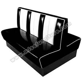 american 1950s retro diner booths R-8539-black and white doubleside 59in length retro restaurant booth couches, stripe back to back 6 seat retro 1950s restaurant booth couches