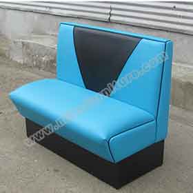 american 1950s retro diner booths R-8546-Blue and black 2 seat V shape 50s retro american dining booth seating, black V shape backrest american 1950s dining room booth seating