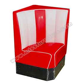 american 1950s retro diner booths R-8557-Custmoize red single seat corner fast food room retro booth couches, 23.5in size retro american fast food corner booth couches furniture