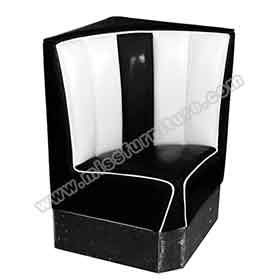 Black corner midcentury 23.5 inch dining room booths, for corner 1950s style restaurant black and white  single dining booths furniture