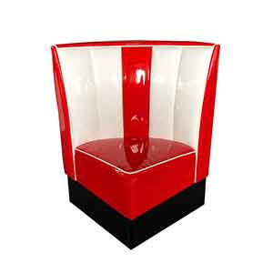 american 1950s retro diner booths R-8575-Customzie red and white stipe back retro corner 50s diner booth, customize midcentury American style retro corner diner booth couches