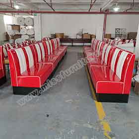 classic red and white booth-classic red and white leather colour stripe back retro diner booth