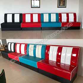 red/turquoise/black 50s booth sofas-Customize 2 seater 1950's style retro american dinette red/turquoise/black color 50s booth sofas gallery