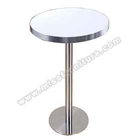 american 1950s retro diner bar table R-8714-High quality white color Formica laminate and aluminium edge round american bar table,stainless steel table legs 50s american diner bar table