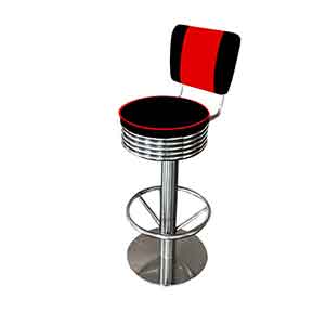 american 1950s retro diner stools R-8840-Newest round black and red vinyl stainless steel base 1950s dining barstools, American style round black 50s diner barstools