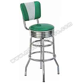 american 1950s retro diner stools R-8814-Colorful turquoise/red V back with piping fifties american diner bar chair, stainless steel 50s american style retro club bar stools furniture