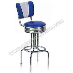 american 1950s retro diner stools R-8817-Hotsale steel round rubby/blue V shape backrest 50's retro bar stools, with round footer and V backrest american 50's retro club stools