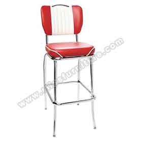 american 1950s retro diner stools R-8824-Red colour with handle and stripe back steel 1950s retro bar chairs, stainless steel frame red leather with handle retro 1950s bar chairs furniture