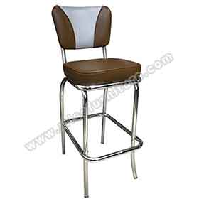 american 1950s retro diner stools R-8826-Drak rubby V back stainless steel vintage 1950's american pub chairs,V shape backrest dining room american style 1950's retro bar chairs