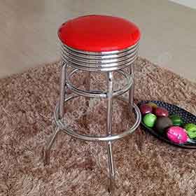 american 1950s retro diner stools R-8827-Round seat red leather midcentury retro bar stools with steel frame, round stainless steel frame restaurant retro 1950s bar stools furniture