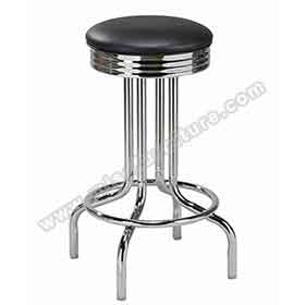 american 1950s retro diner stools R-8830-Stainless steel frame black colour round retro bar stools, dining room black seat with round steel footer retro club stools chairs for sale