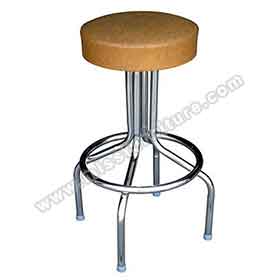 american 1950s retro diner stools R-8831-Midcentury dinette brown PVC round short retro bar stools, steel frame with round brown seat 21.5inch height retro 50s bar stools chairs