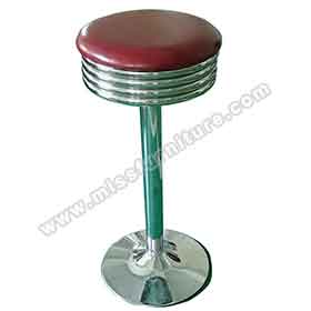 american 1950s retro diner stools R-8835-Rubby leather with chrome baseplate midcentury round retro bar stools, chrome frame wiith rubby round 1950s american retro bar stools