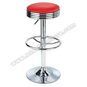 american 1950s retro diner stools R-8836-Red round adjustable retro bar stools with chrome baseplate,restaurant red vinyl chrome adjustable seat round 1950's retro bar stools