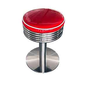 american 1950s retro diner stools R-8844-Classical round glossy red vinyl midcentury american retro diner barstools, with stainless steel base round restaurant red retro 50s barstools