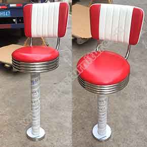 rubby color retro diner barstools-Factory produce stainless steel legs for american 1950's style round rubby color retro diner barstools gallery