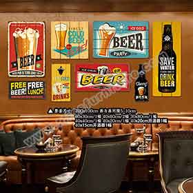 American diner mural decor, design MDF retro 1950s diner wall painting decoration-1950s retro diner decor design R-8905