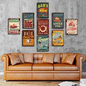 1950s retro diner decor design R-8907-American retro diner coffee mural photos, retro 1950s diner classic MDF coffee and drink wall painting decoration