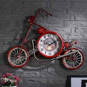 1950s retro diner decor design R-8915-Retro copper halle motor pendant decor with clock, 1950's diner red/yellow halle motorcycle and clock wall decor