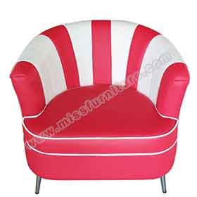 Red and white American retro diner Bel Air sofas seating, classic retro 1950s style kitchen gloss red leather Bel Air sofas