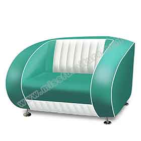 Turquoise and white midcentury american retro dinning room single Bel Air sofas seating, turquoise 1950s diner single Bel Air sofas