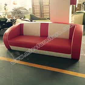 1950s retro diner Bel Air sofa seats R-8957-Wholesale American retro diner red and white double seater Bel Air sofas seating, red leather 2 seater 50s diner Bel Air sofas seating