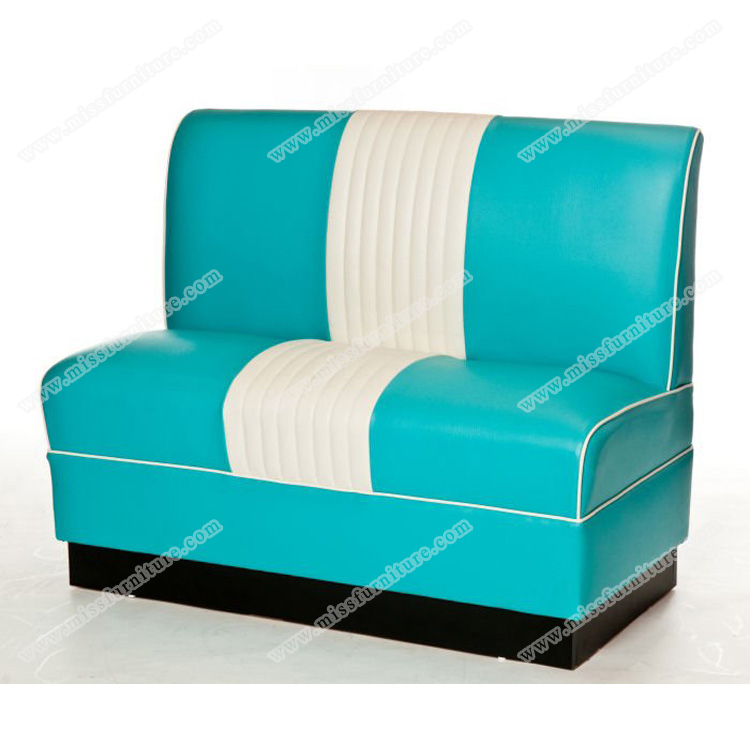 Colorful 50's retro restaurant two seaters leather sofa Bel Air booth, durable American 1950s diner Bel Air booth sofa