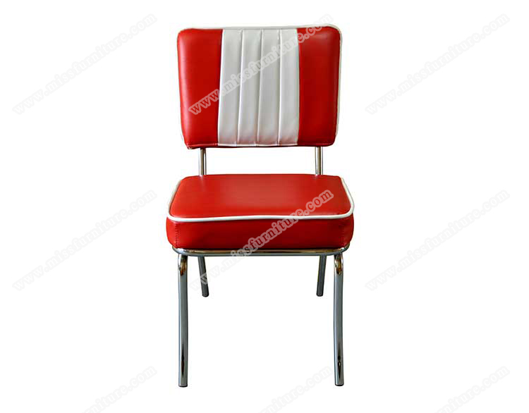 American Style 1950's chrome frame retro restaurant dining chair,red stripe vinyl retro 1950s diner chair