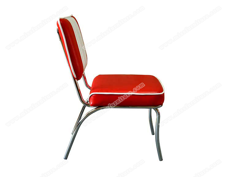 American Style 1950's chrome frame retro restaurant dining chair,red stripe vinyl retro 1950s diner chair