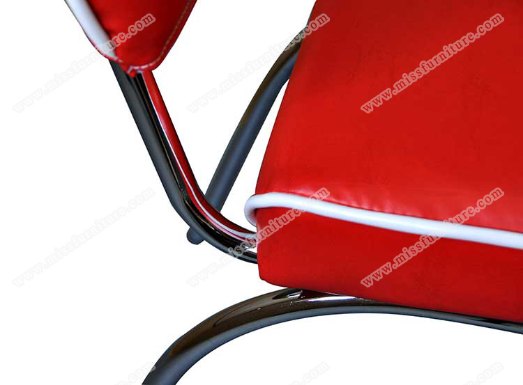 American Style 1950's chrome frame retro restaurant dining chair,red stripe vinyl retro 1950s diner chair