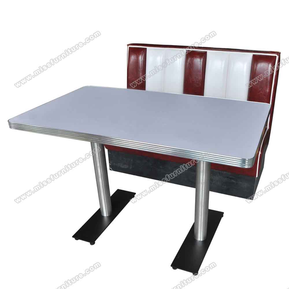 Customize light turquoise formica table top with aluminium edge and stripe black iron table legs fifties american diner table, American 1950s style retro diner table R-8216