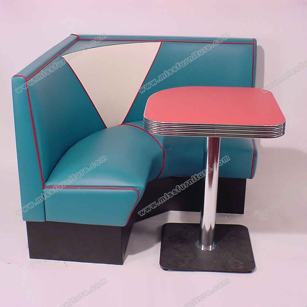 Customize arc-shape red formica veneer and black color iron square table legs 1950s retro dinette table, American 1950s style retro diner table R-8208