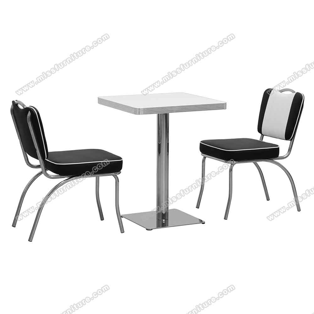 Black and white stripe backrest 1950s retro diner chairs and table set, midcentury stripe 50s retro table and chairs set furniture,American 1950s retro diner table and chairs set furniture R-8994