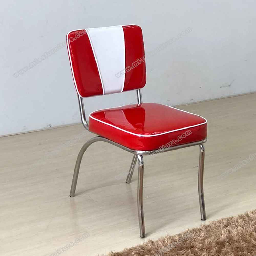 Drak rubby V back stainless steel vintage 1950's american pub chairs,V shape backrest dining room american style 1950's retro bar chairs, American 1950s style retro diner bar stools furniture R-8826