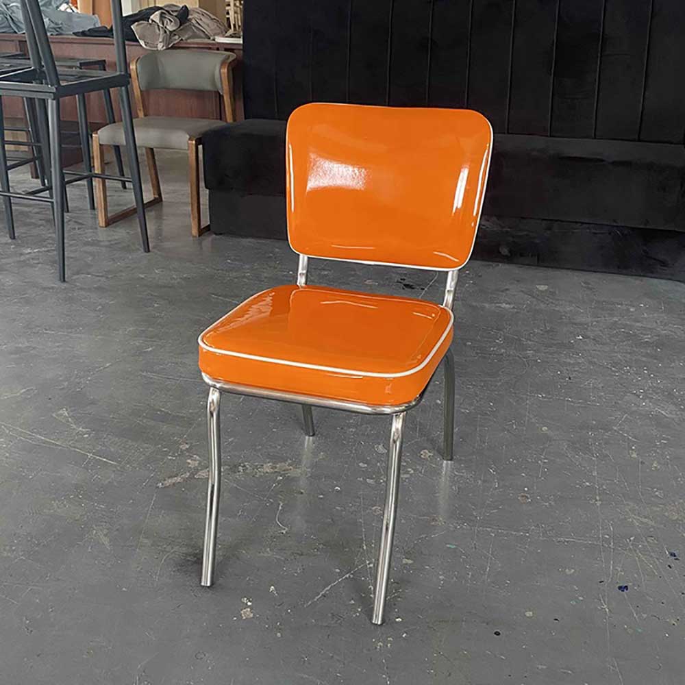 Customize orange color leather American style 50s retro diner chair, orange color back and seat 1950s American diner chairs