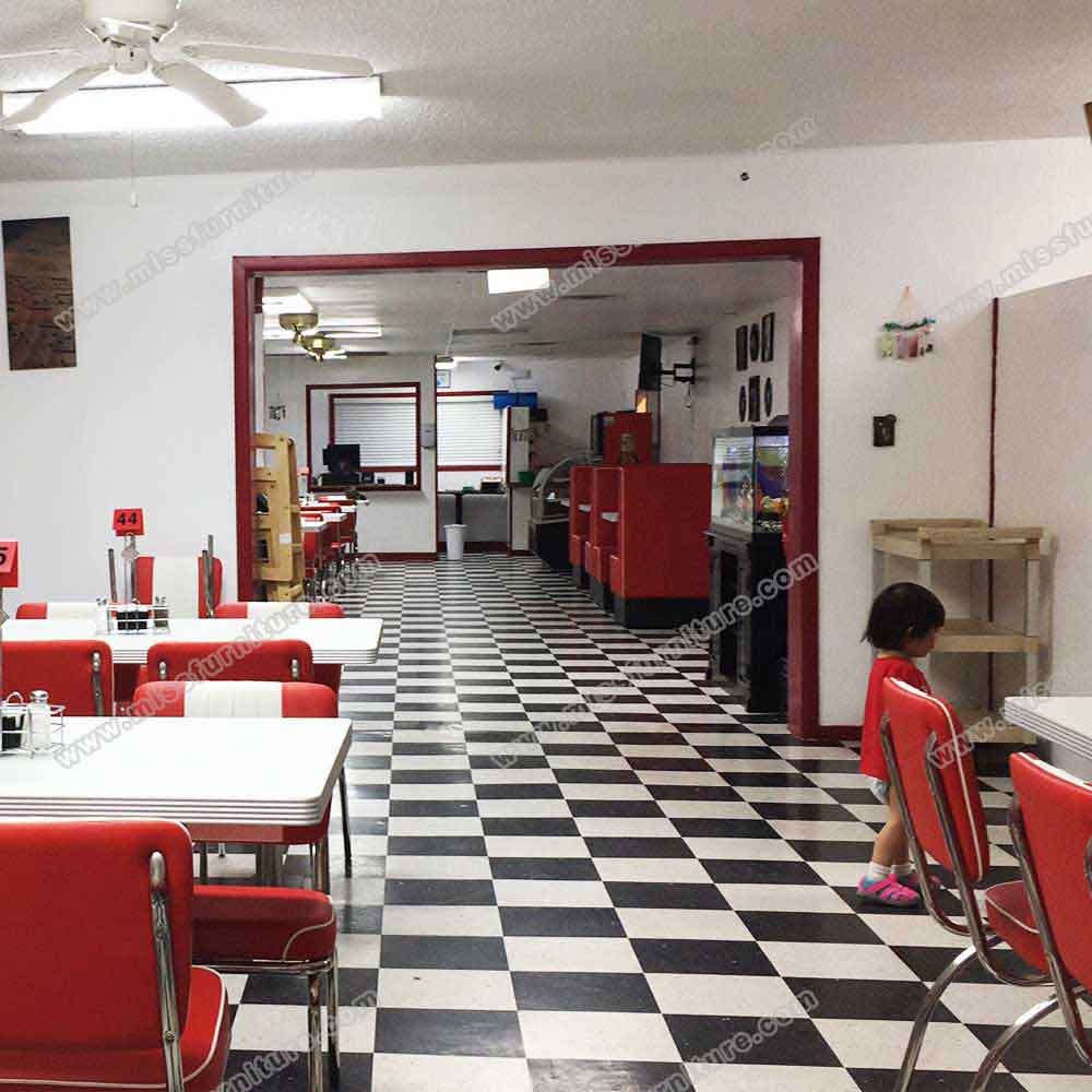 Stripe back 4 seater red and white american style 1950s retro diner chairs and rectangle retro diner table set furniture gallery