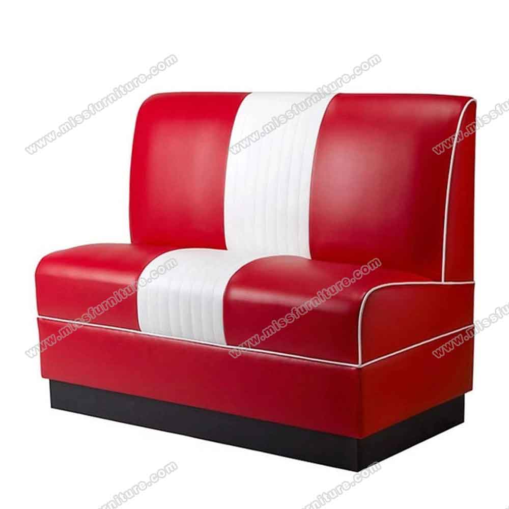 Black colour thick sponge seater 1960s retro american booth sofas, black and white 1960's american retro booth seating sofas for sale, American 1950s style retro diner booth seating furniture M-8527