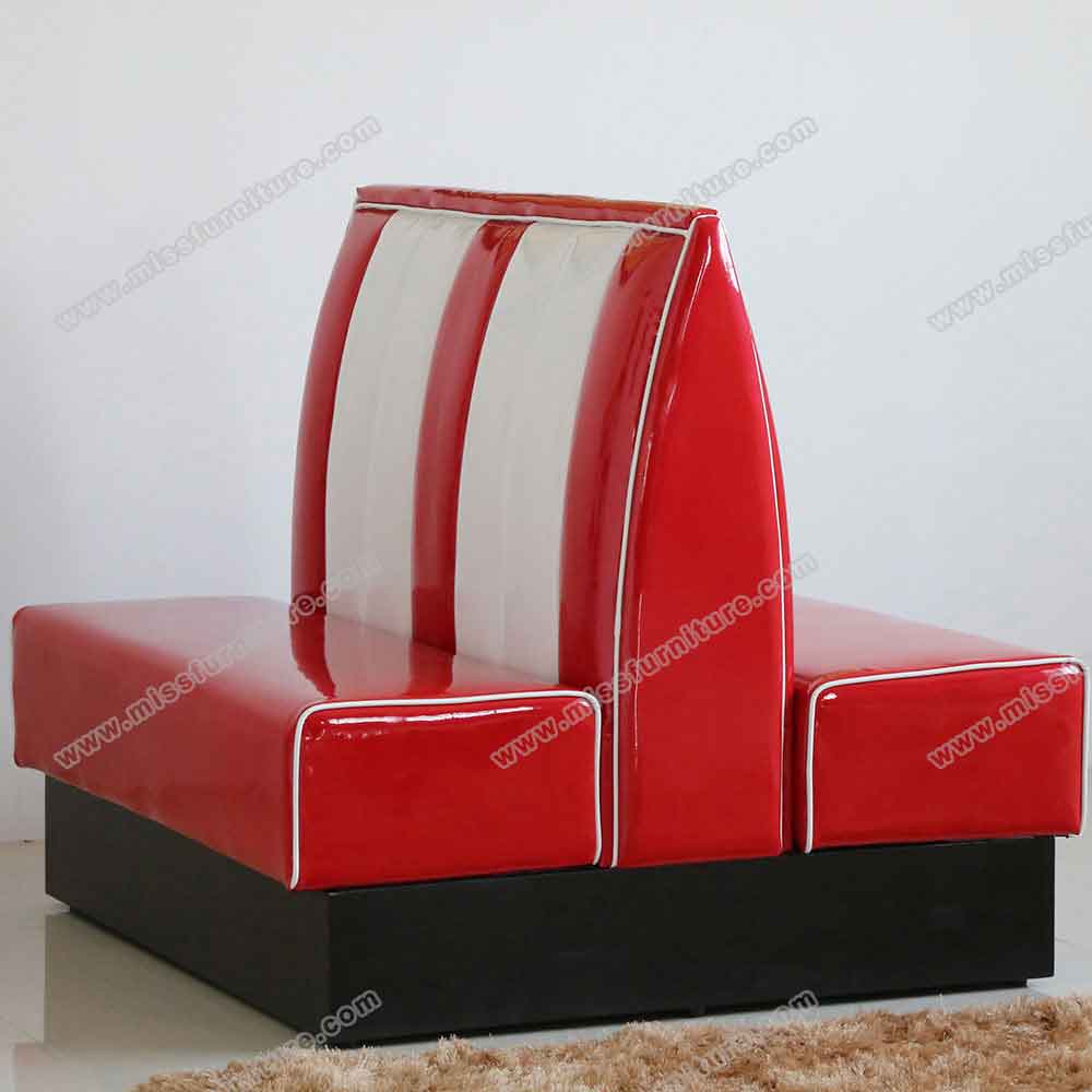 Gloss leather classic american retro red doubleside diner booth sofas, red gloss leather doubleside american style retro diner booth sofas, American 1950s style retro diner booth seating furniture M-8532