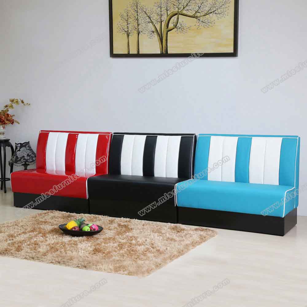 Customize 2 seater 1950's style retro american dinette red/turquoise/black color 50s booth sofas gallery