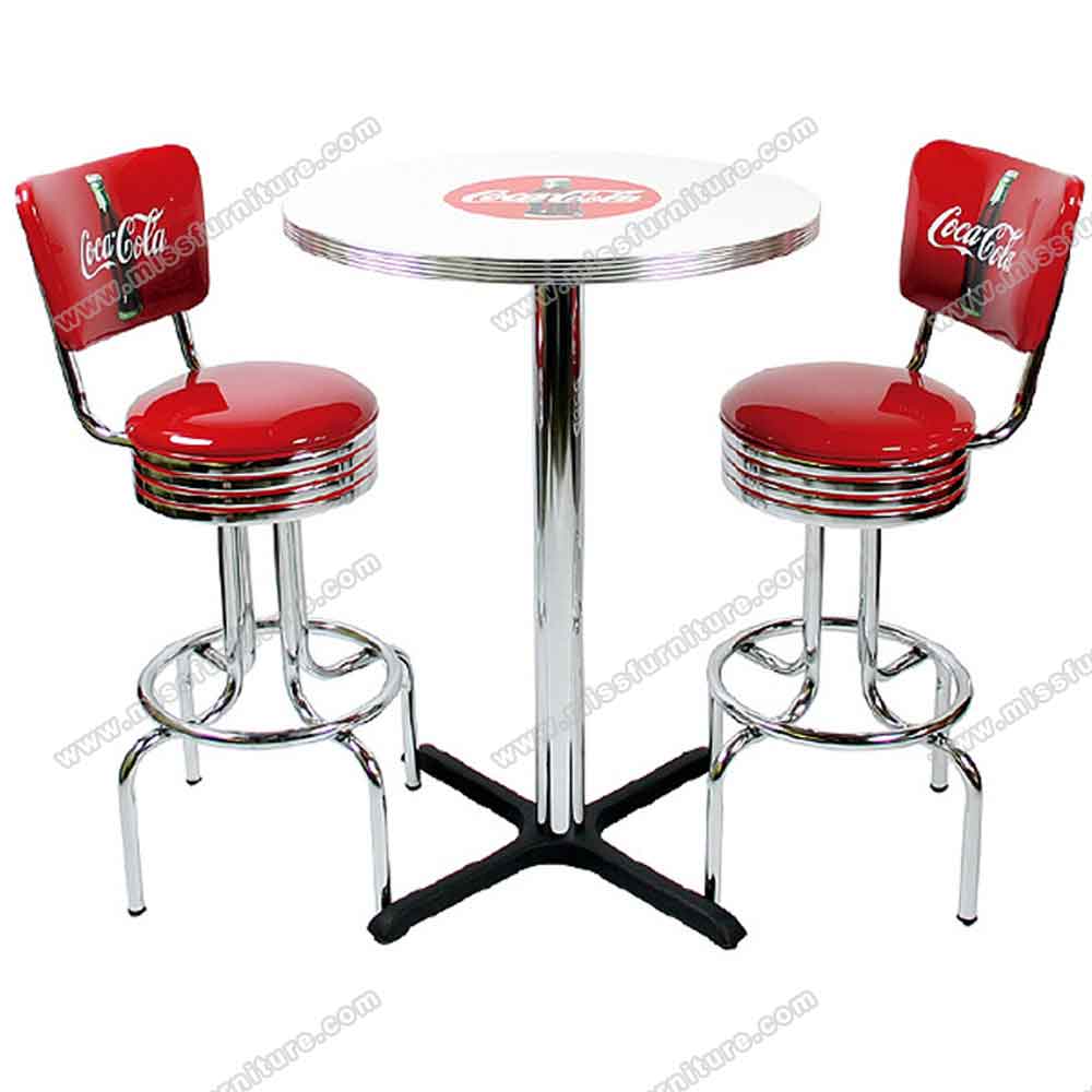 High quality square fireproof table top and stainless steel table base american 50's diner bar table,fireproof restaurant american diner bar table,American 1950s style retro formica diner bar table furniture R-8709