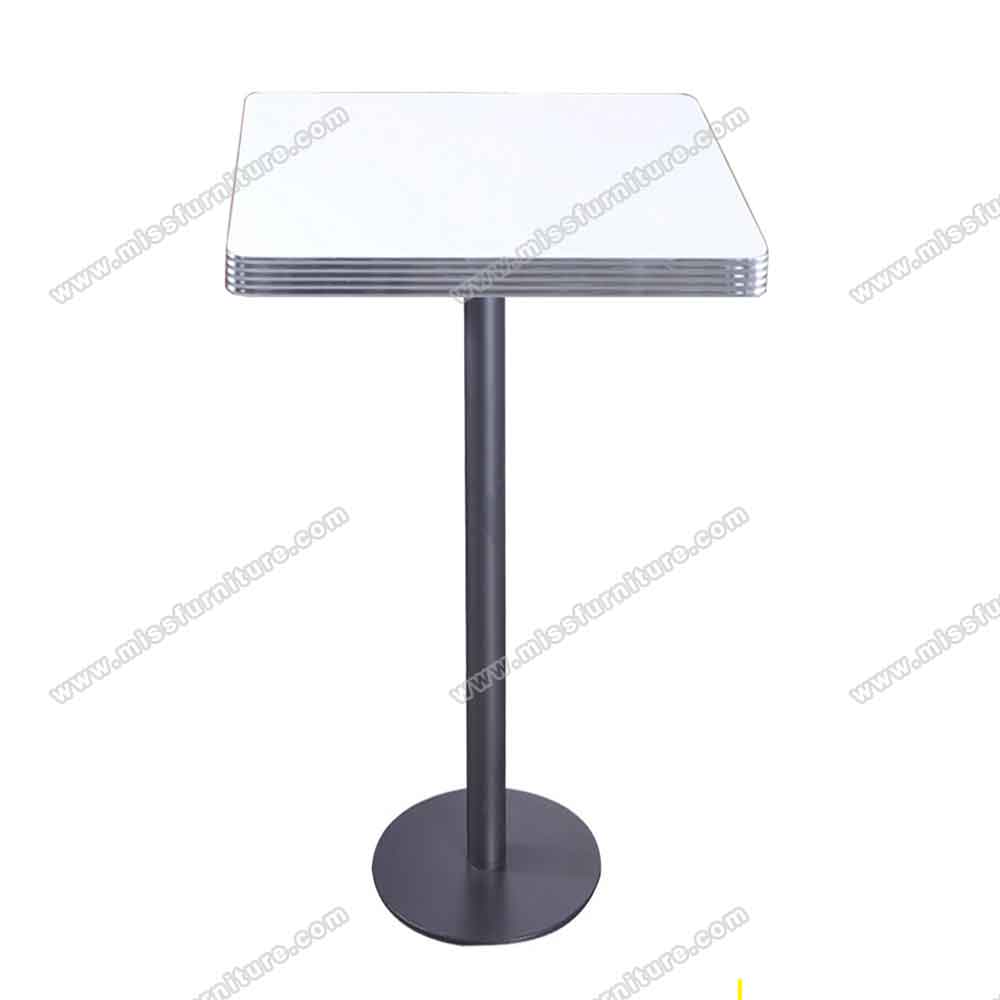 Wholesale 2 seater square iron table leg american retro kitchen bar table, square table top and black iron table base american 50s kitchen bar table, American 1950s style retro formica diner bar table furniture R-8713