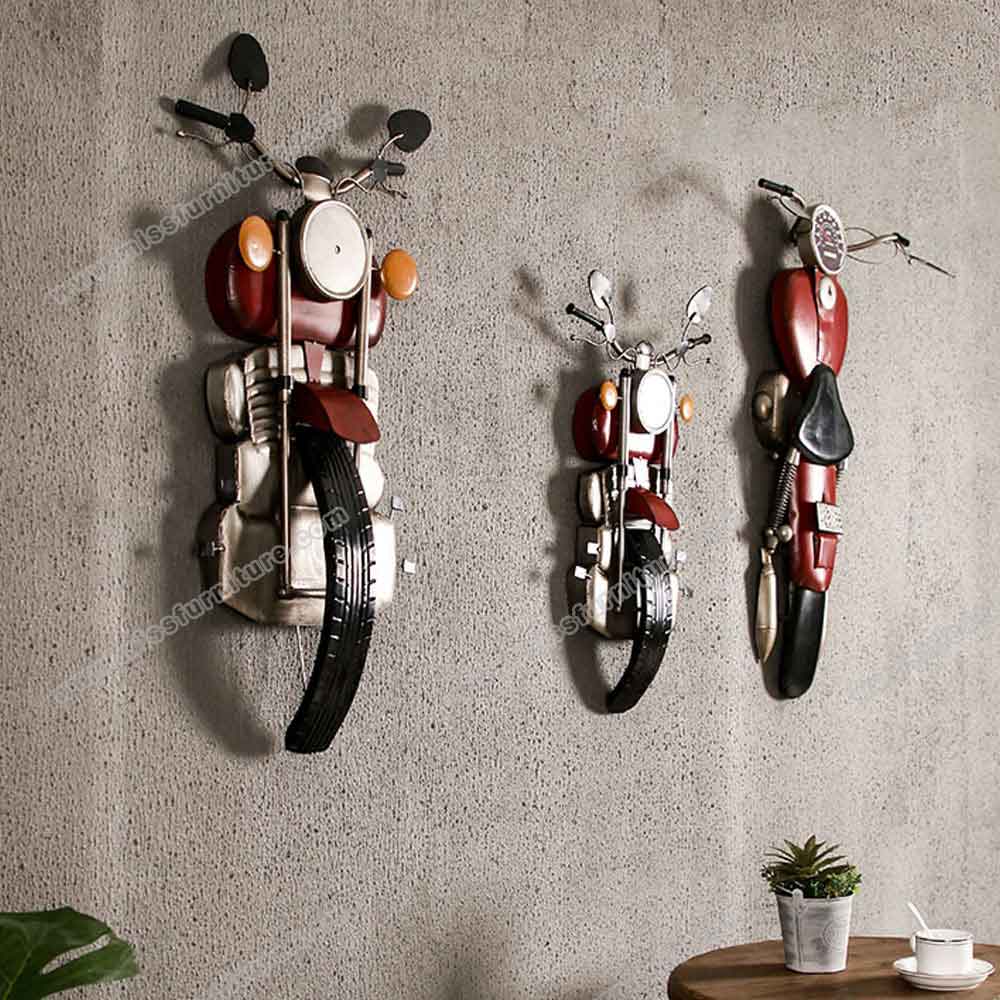 Iron 1950s diner motorcycle wall decor design, 50's dinette with clock retro pandent motor decoration design , classic 1950s retro diner decor design R-89132