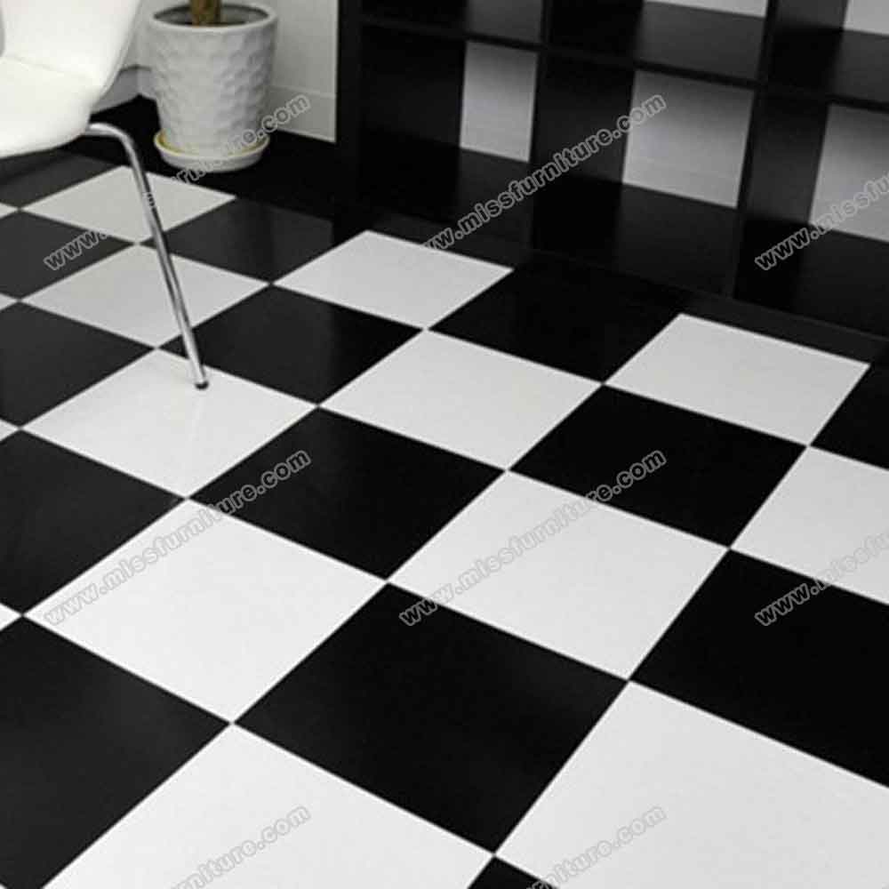 Retro diner white and black PVC floor, american style 1950's diner with glue white and black PVC floor, classic 1950s retro diner PVC floor R-89222