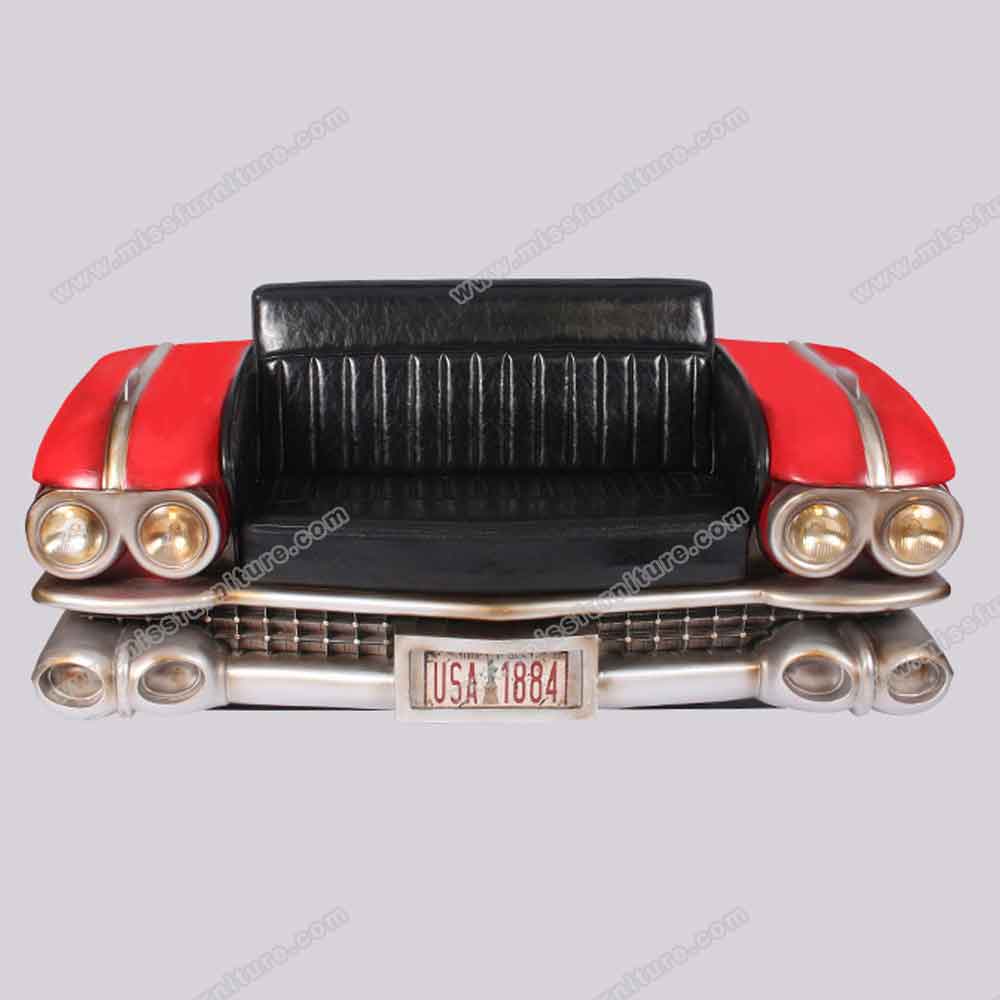 High quality American retro diner iron cadillac front car sofas seating R8962, red painting 1950's dining room retro cadillac front car sofas, American style classic 1950s retro car seat couch sofas furniture R-8962